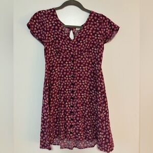 Small Mason Belle Purple Floral Dress - button front detail/keyhole button back